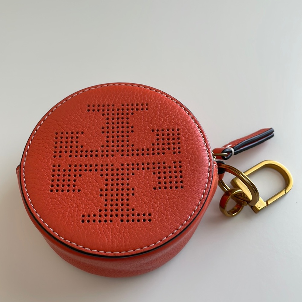 Tory Burch Perforated Logo Circle Pouch Key Fob